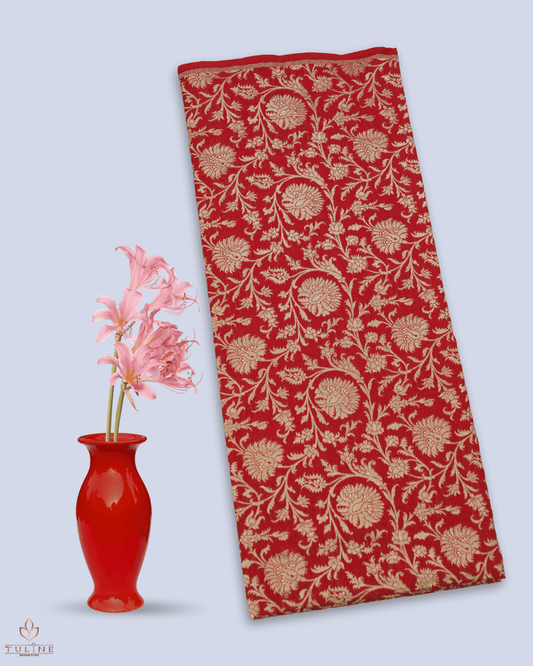 Brocade Fabric - Garnet (Deep Red) - Product Code 10137
