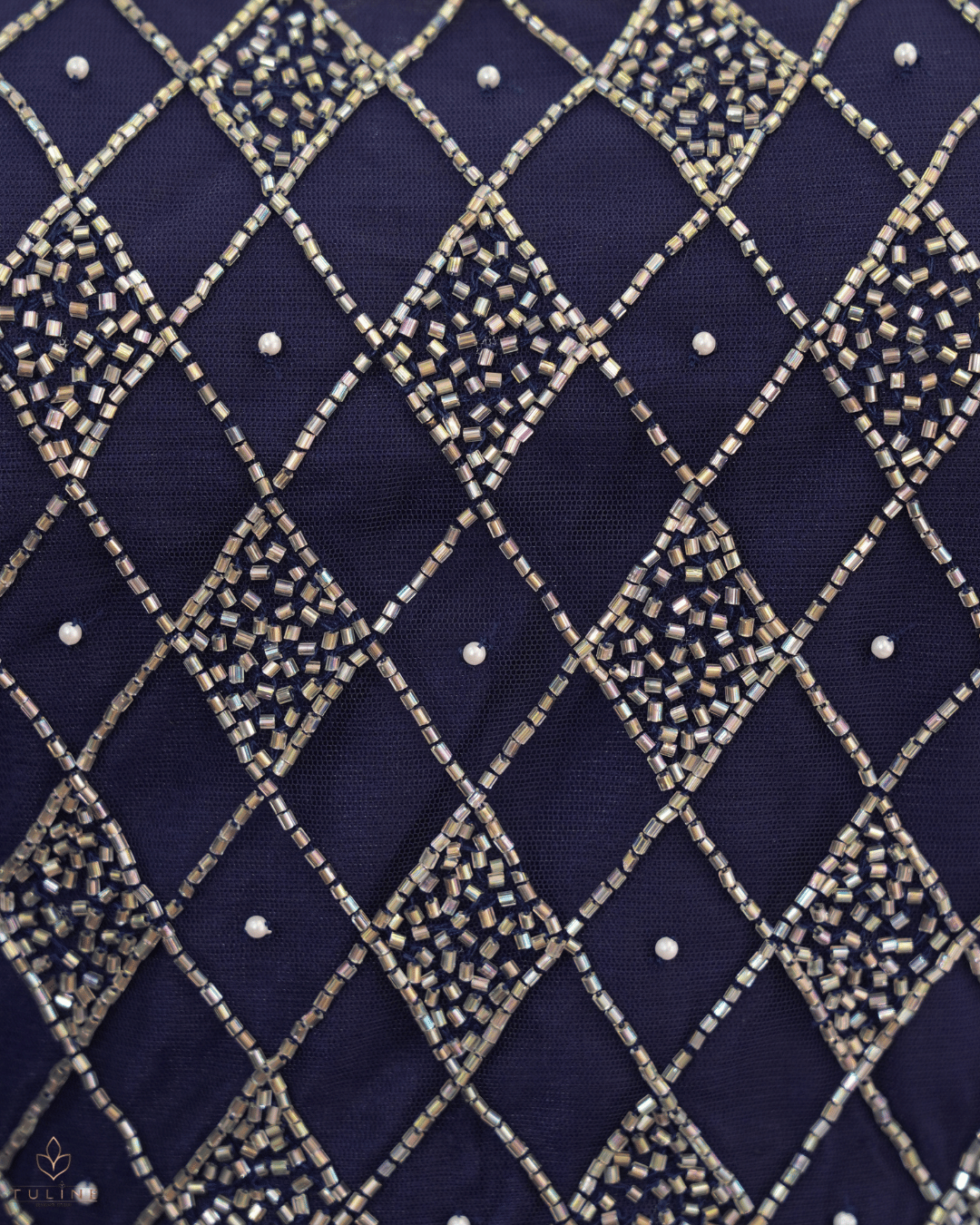 Sophisticated Navy Blue Net Crop Top Lehenga - Product Code 10298