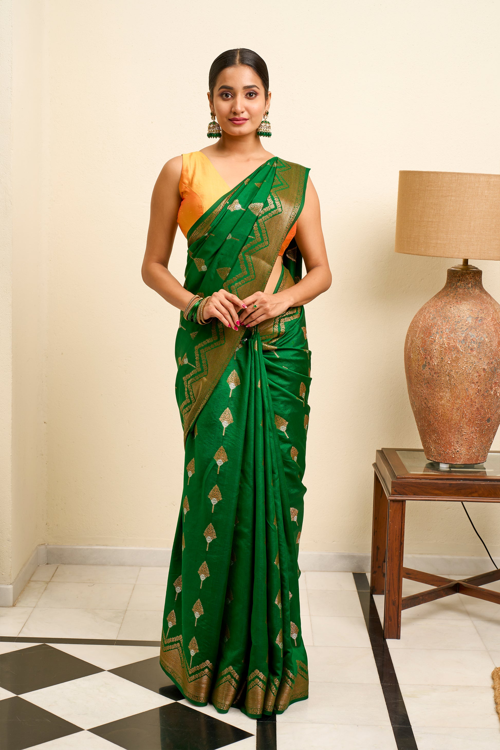 Shamrock Green Banarasi Silk Saree
