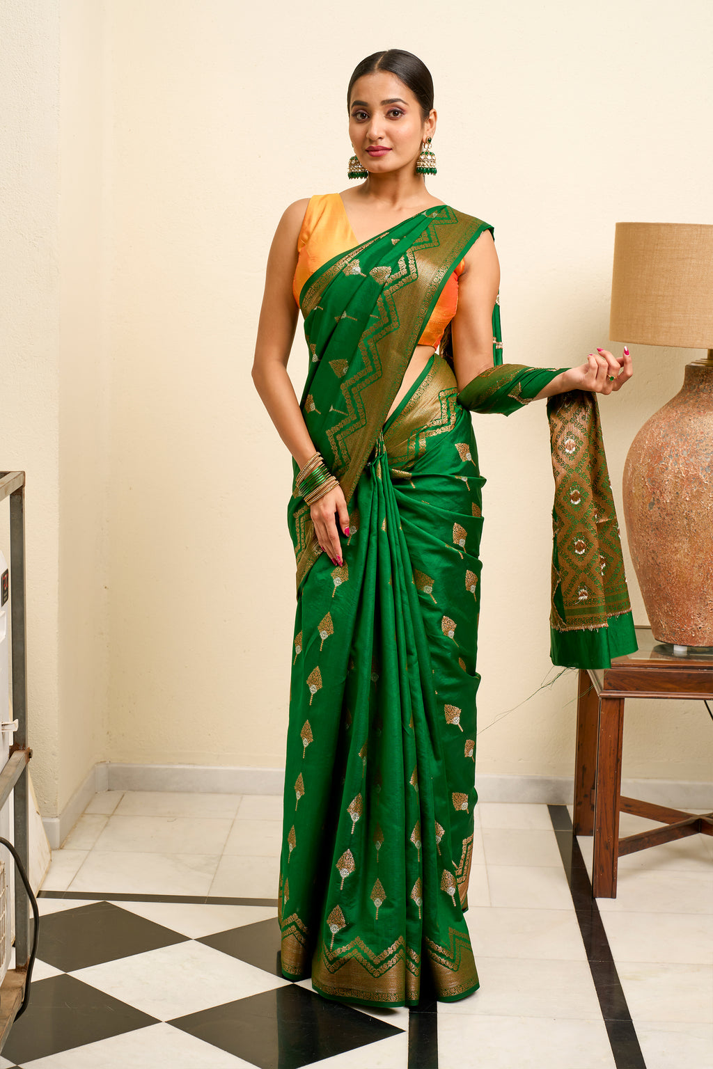 Shamrock Green Banarasi Silk Saree
