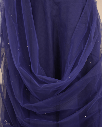 Sophisticated Navy Blue Net Crop Top Lehenga - Product Code 10298