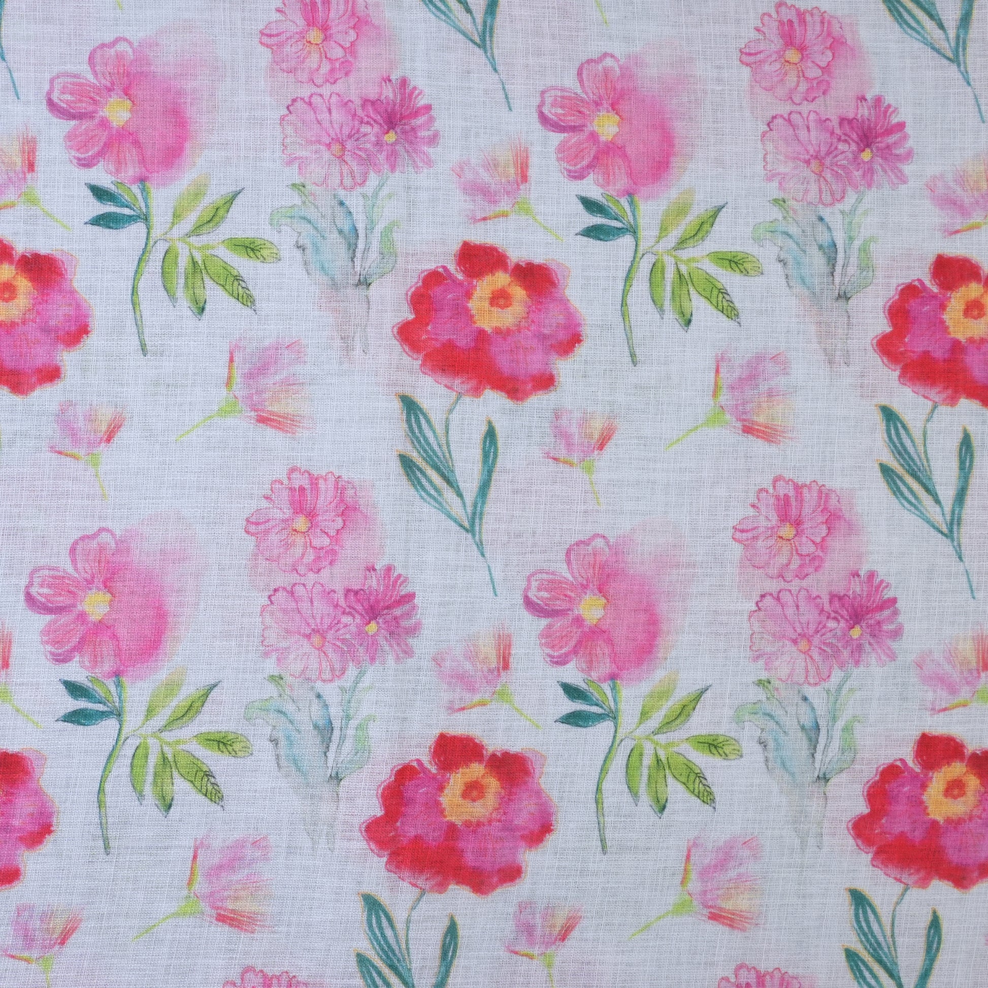 White & Pink Cotton Linen