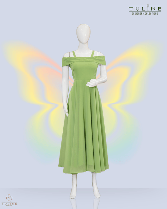 Umbrella Frock in Parrot Green Chiffon - Product Code 10330