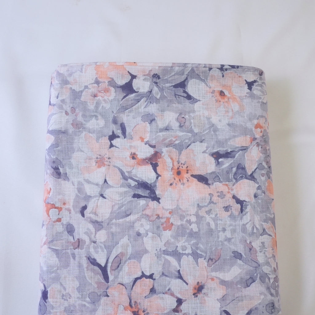 Light Blue & Peach Cotton Linen