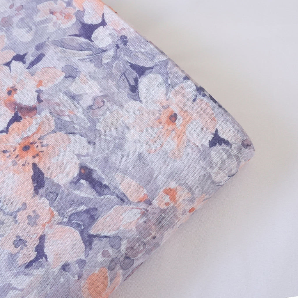 Light Blue & Peach Cotton Linen