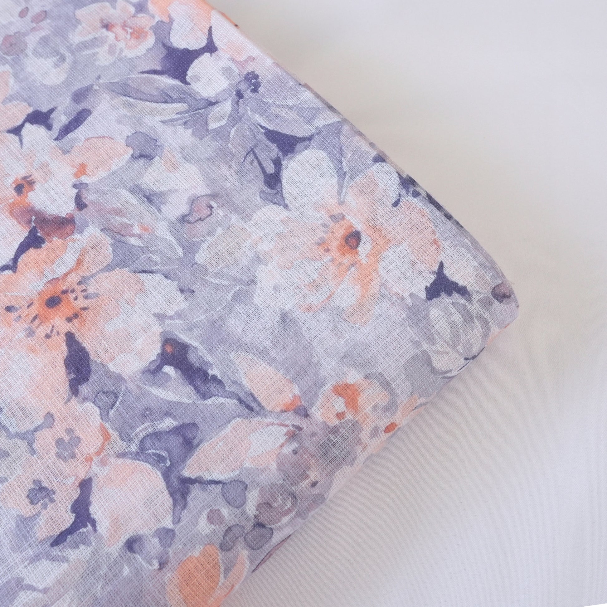 Light Blue & Peach Cotton Linen