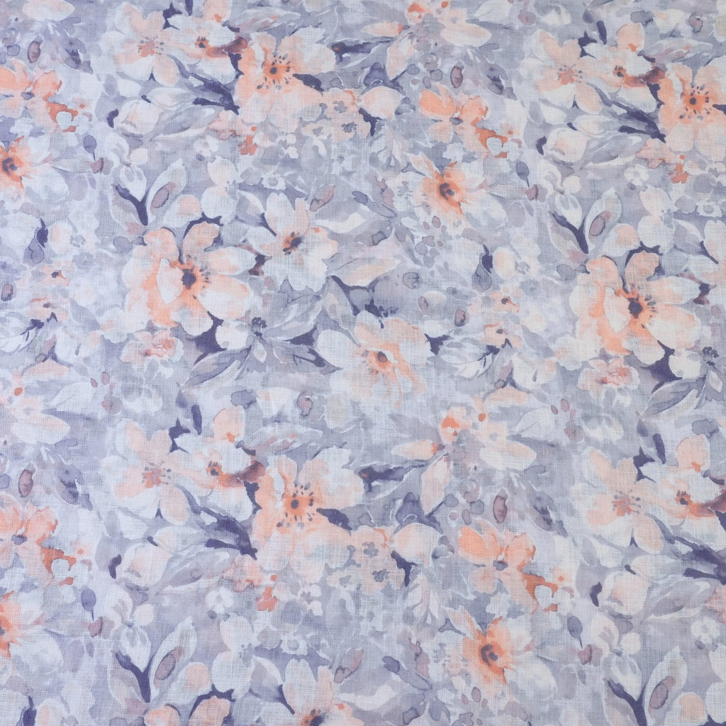 Light Blue & Peach Cotton Linen