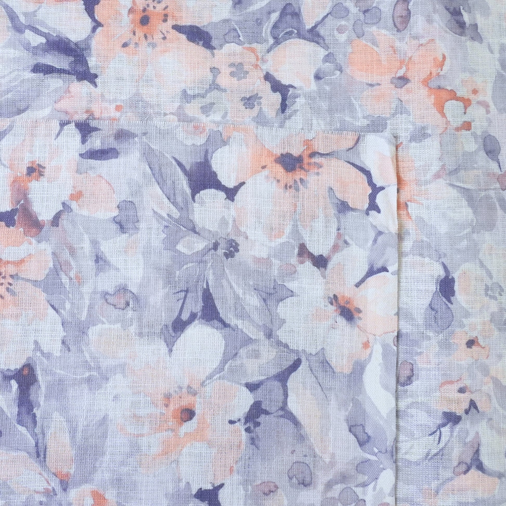 Light Blue & Peach Cotton Linen