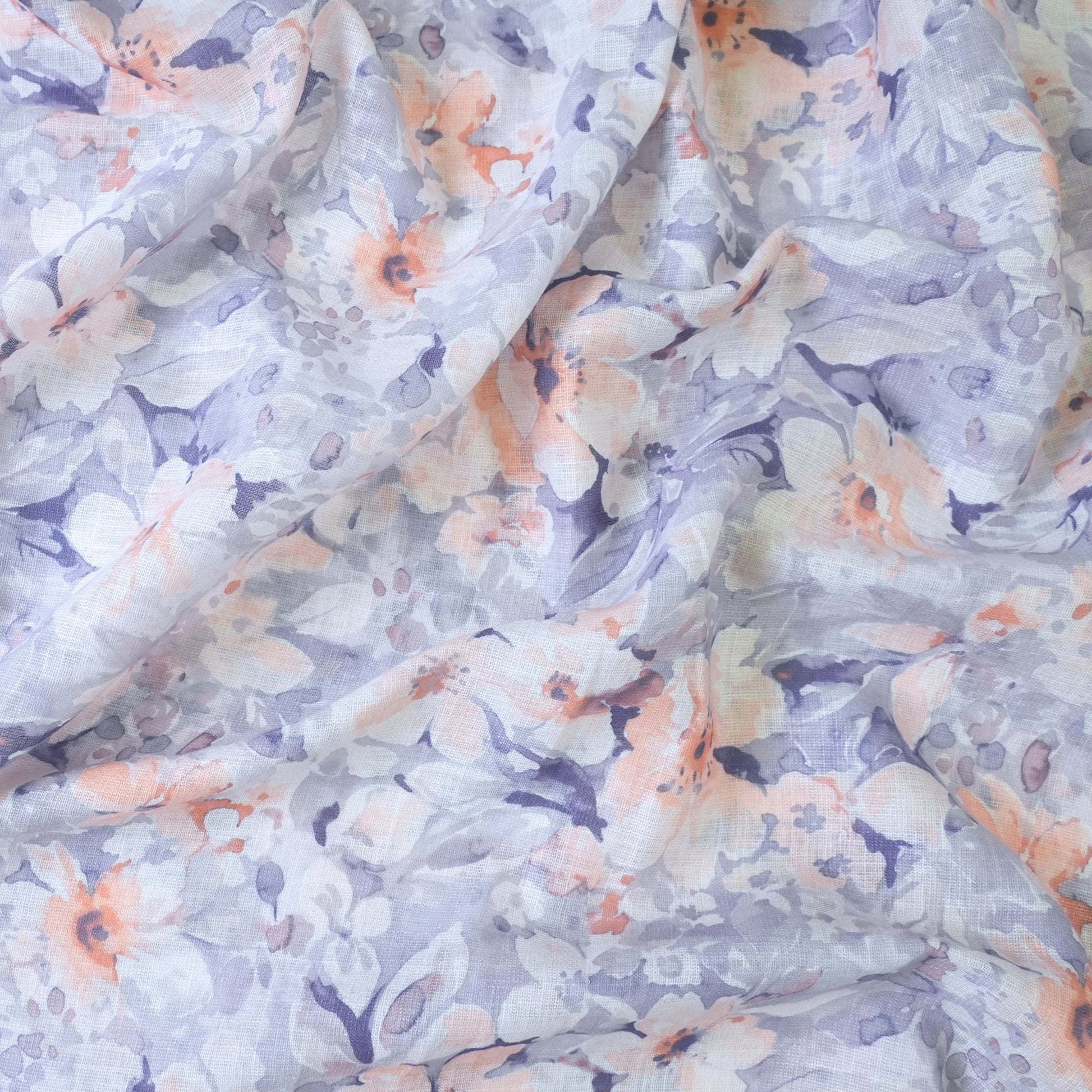 Light Blue & Peach Cotton Linen