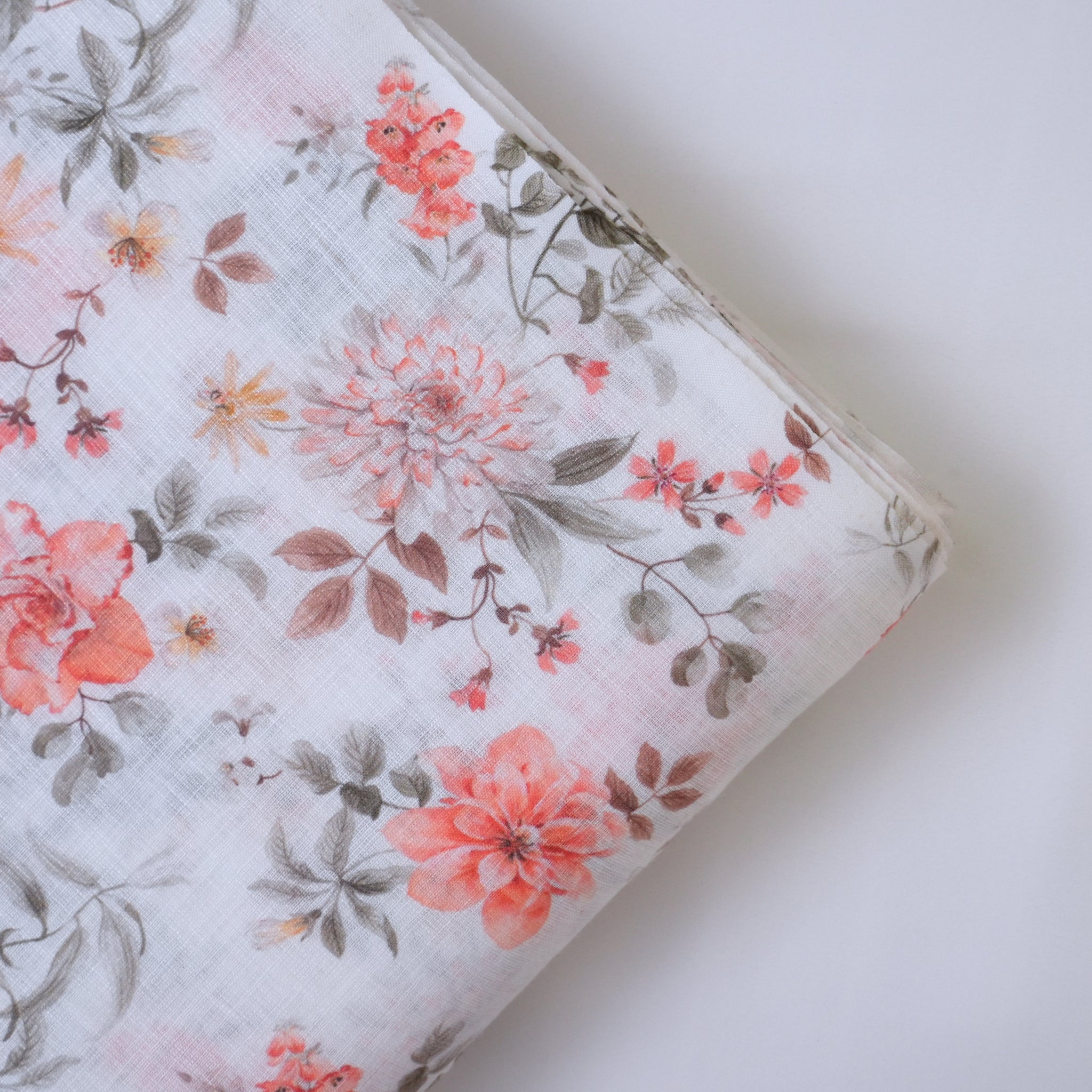 White & Orange Cotton Linen