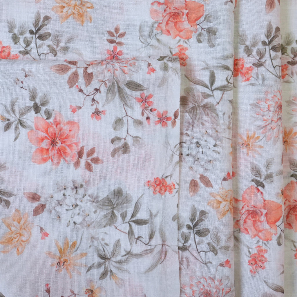 White & Orange Cotton Linen