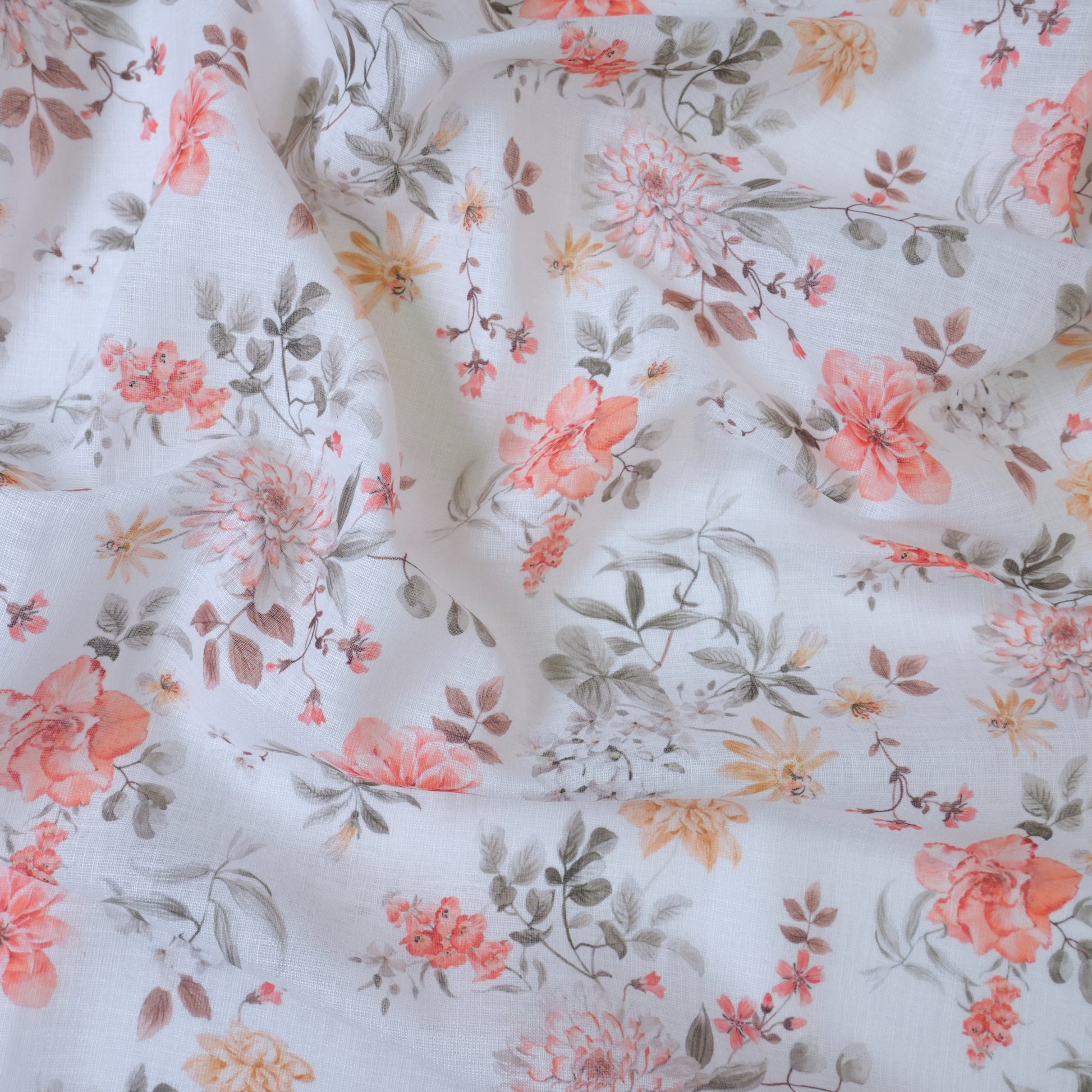 White & Orange Cotton Linen