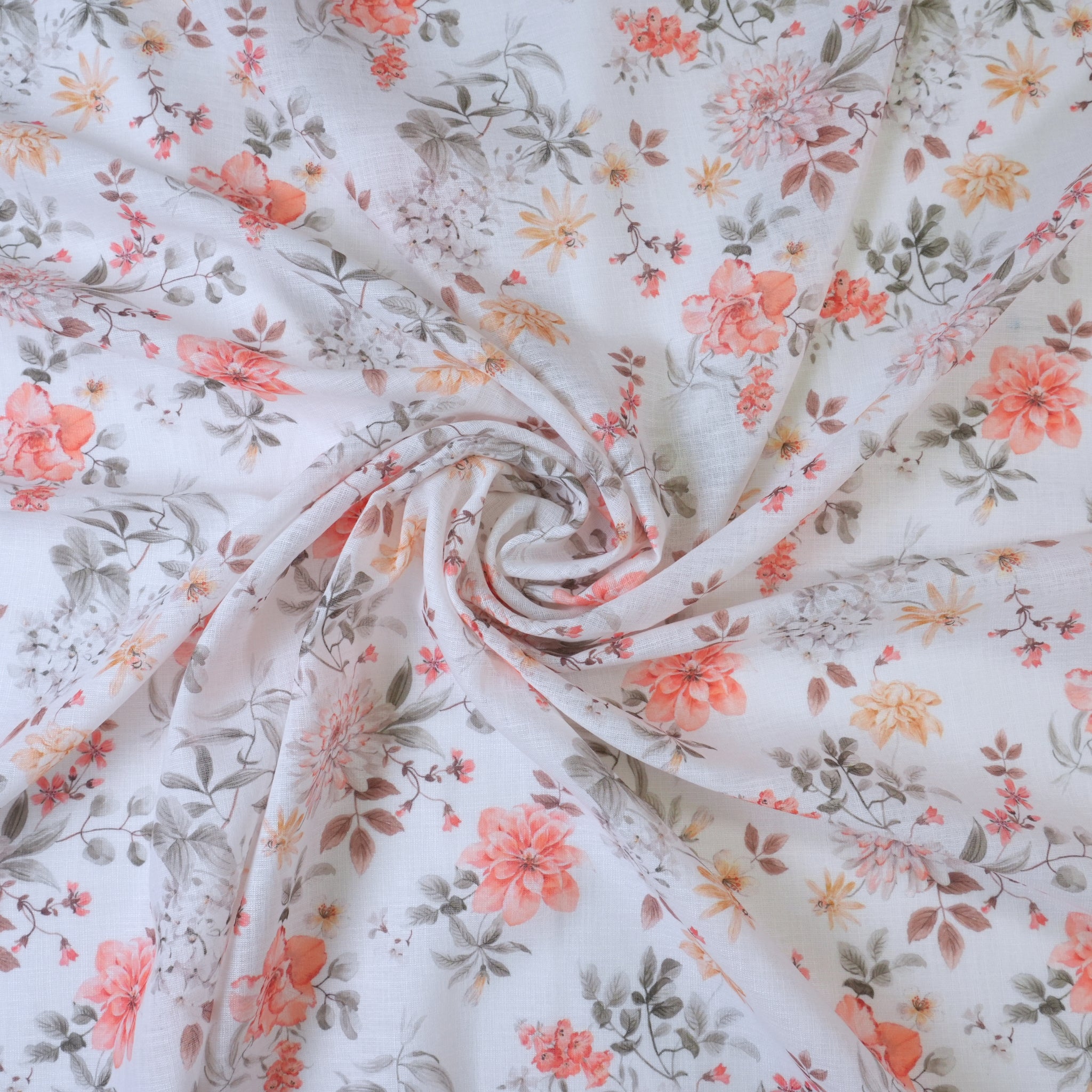 White & Orange Cotton Linen