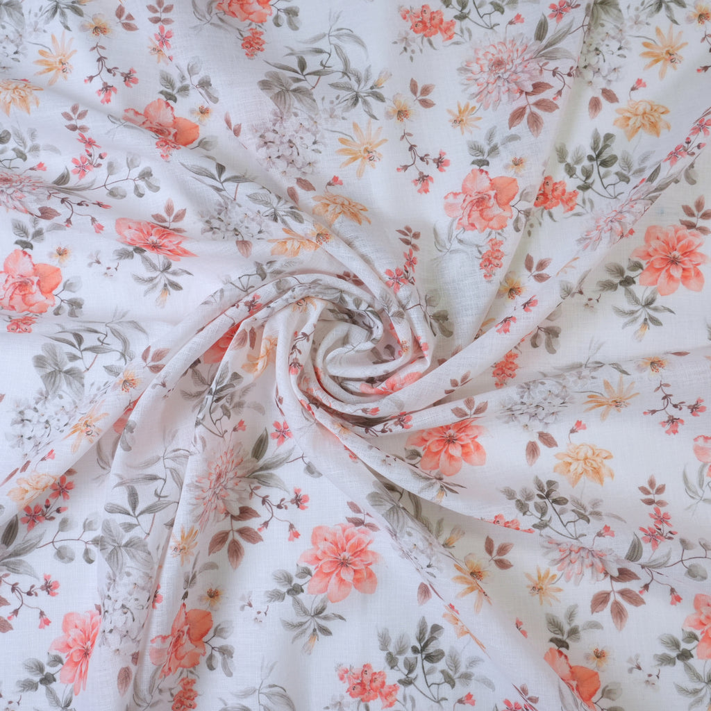 White & Orange Cotton Linen