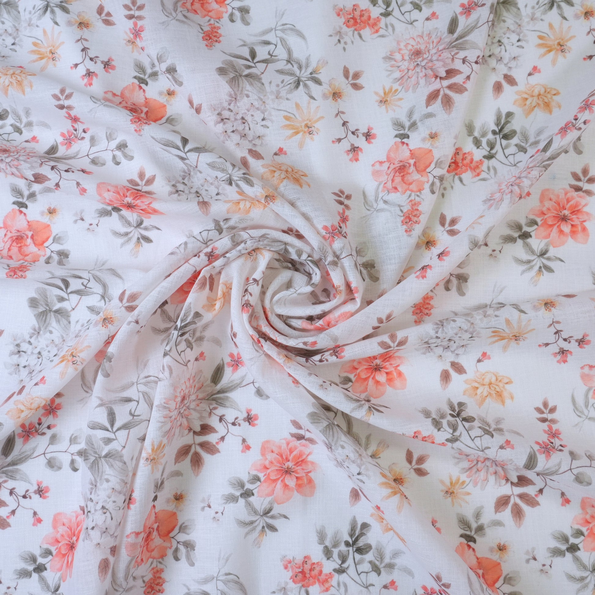 White & Orange Cotton Linen