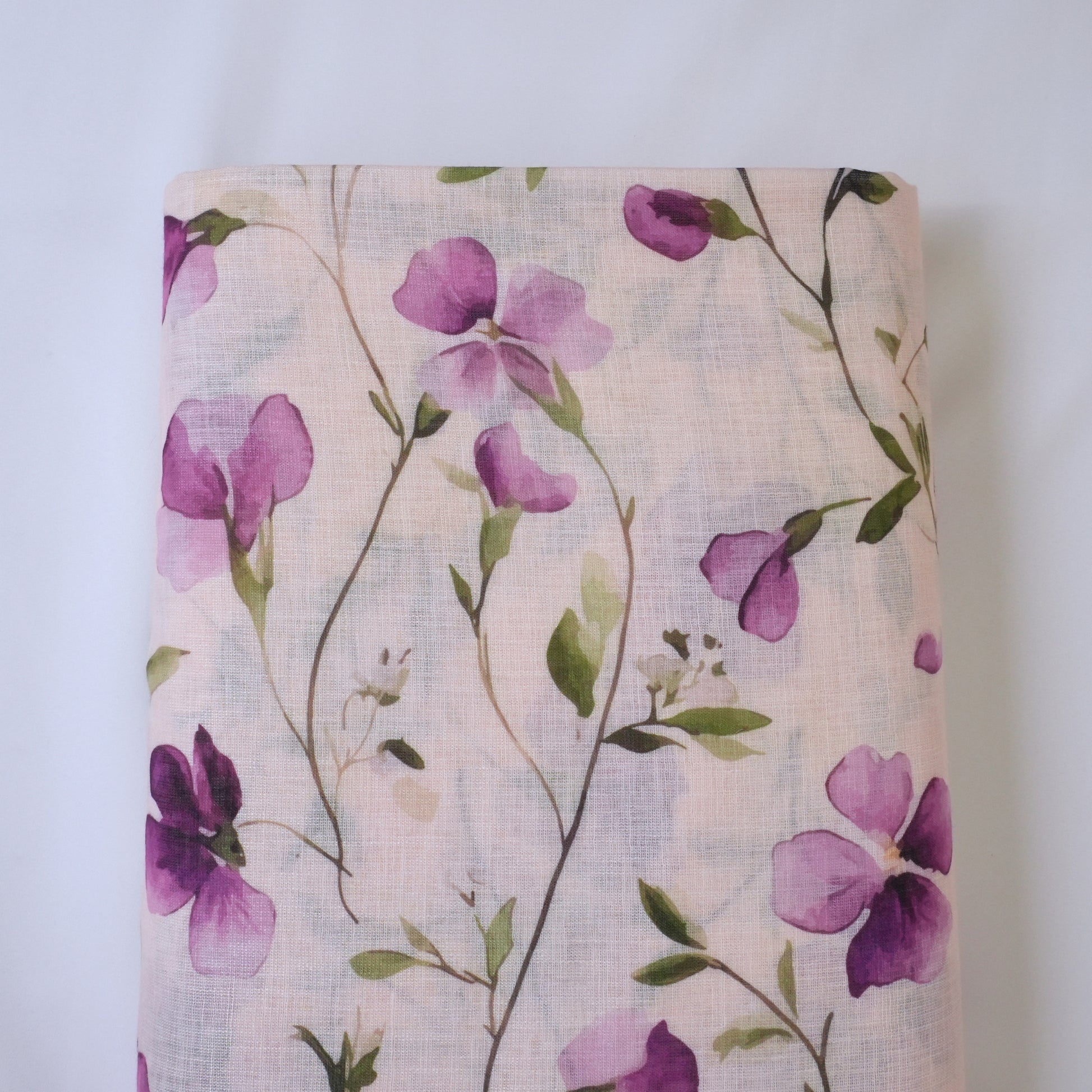 Cream & Violet Cotton Linen