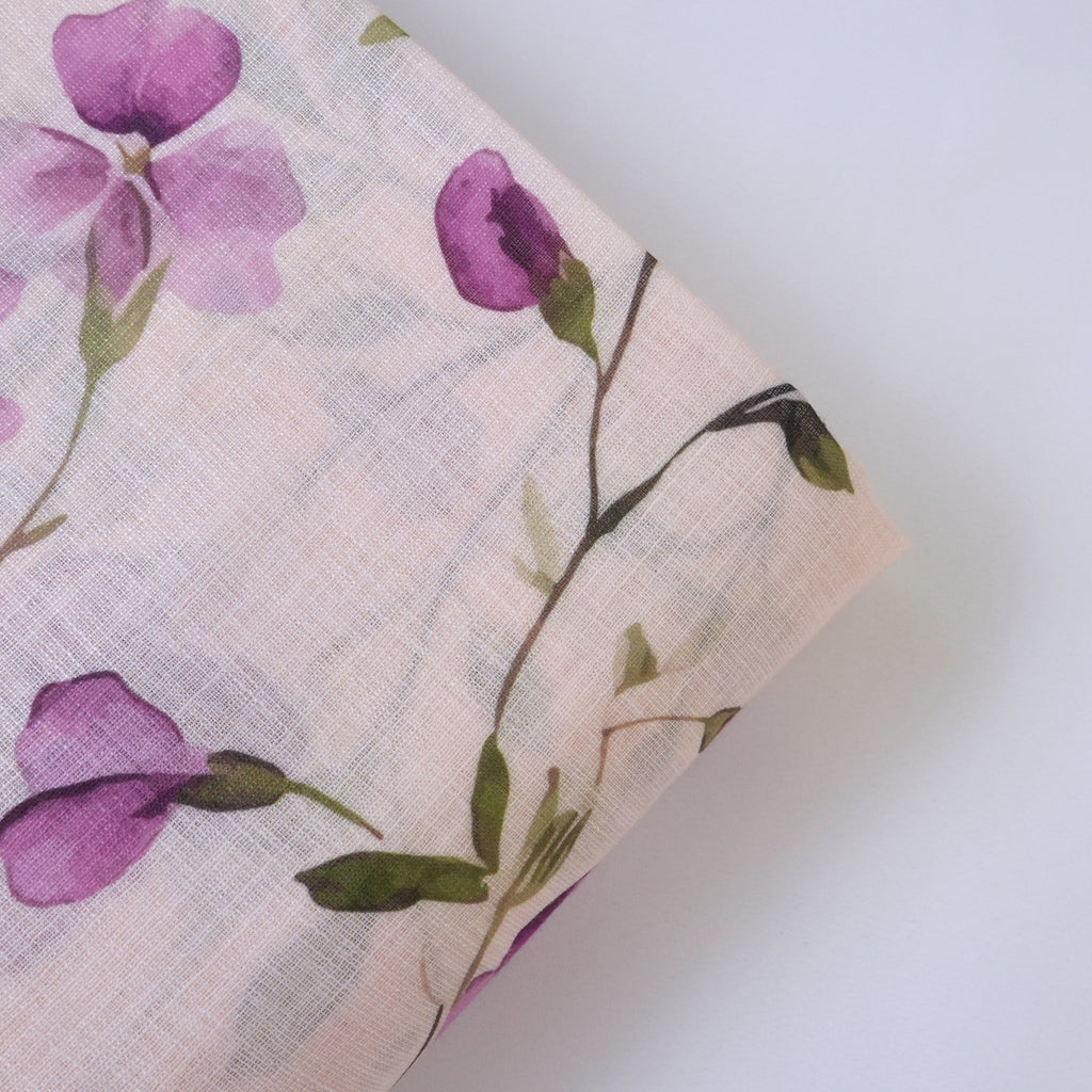 Cream & Violet Cotton Linen