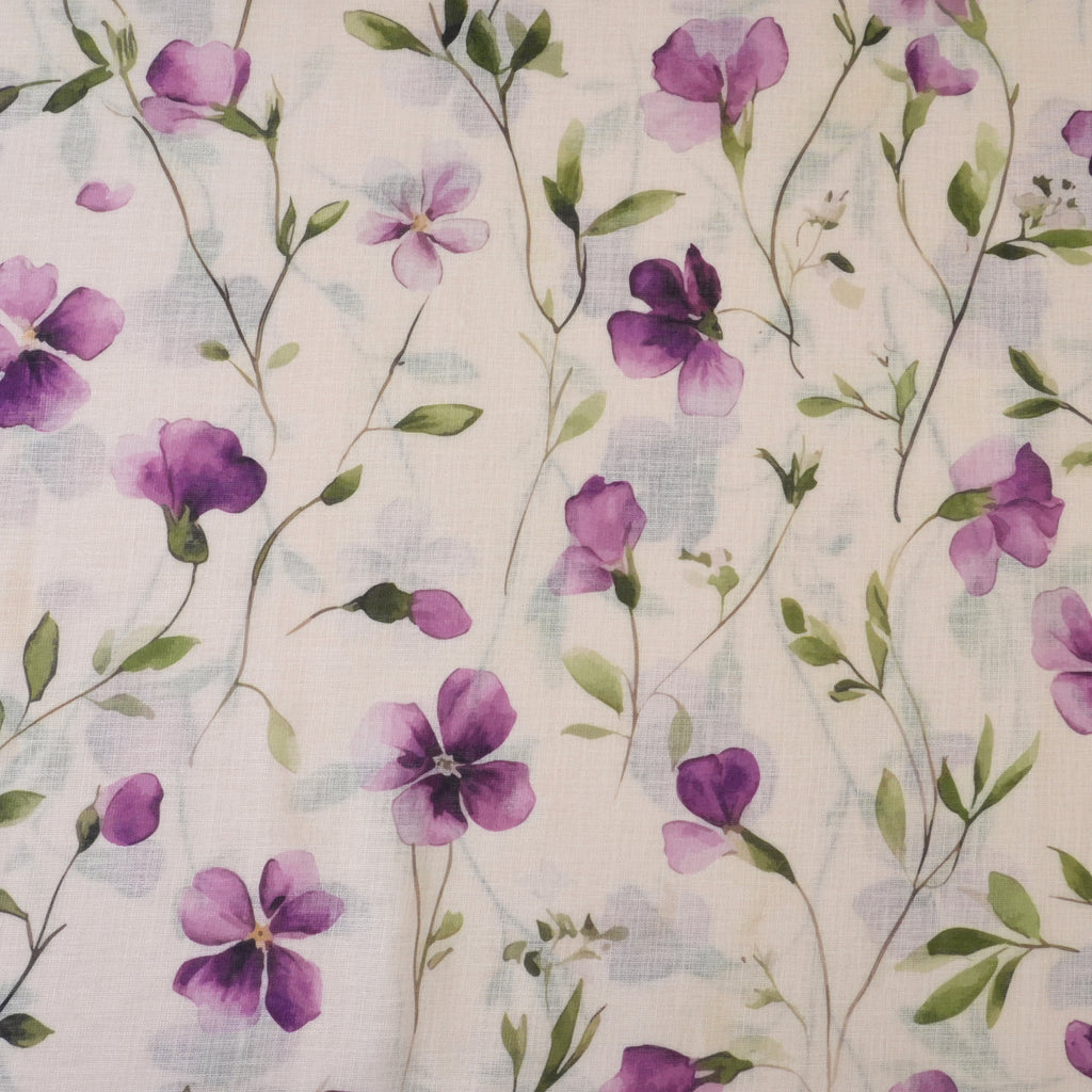 Cream & Violet Cotton Linen