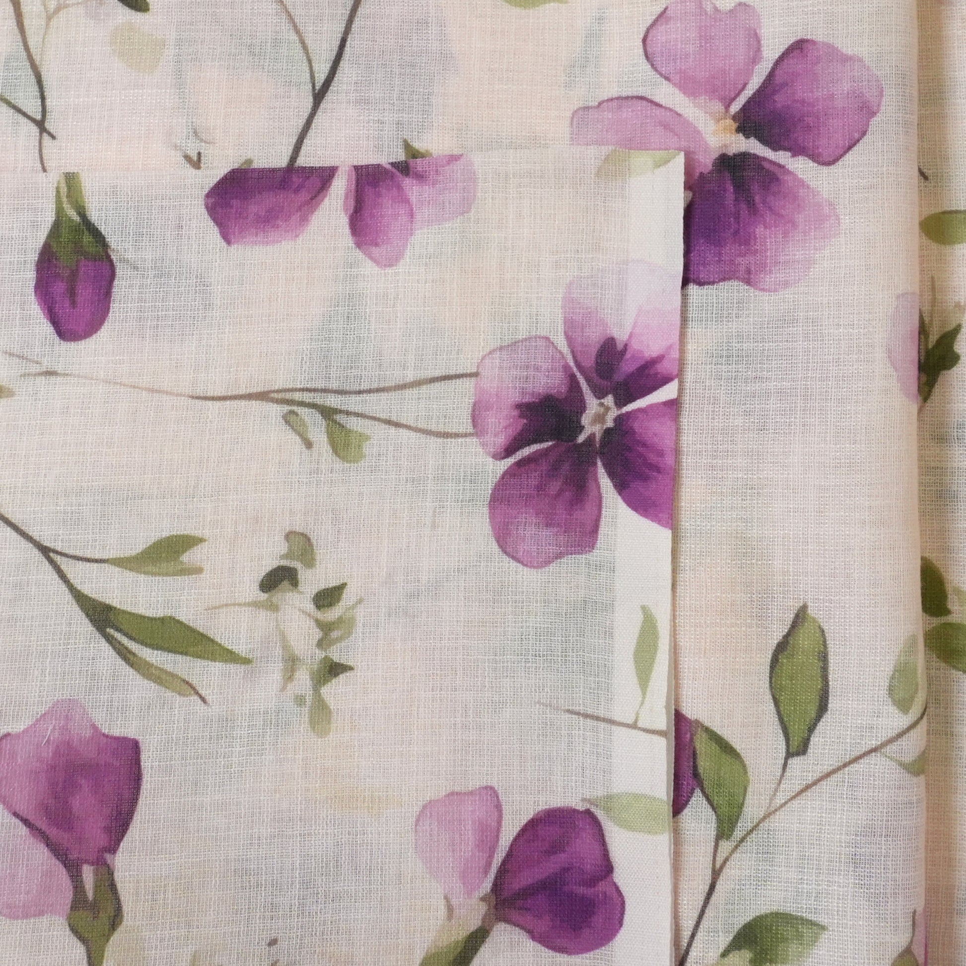 Cream & Violet Cotton Linen