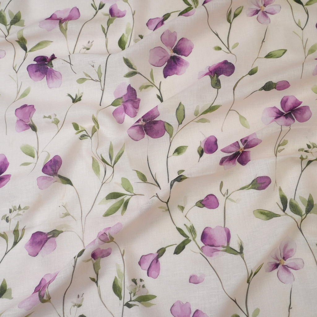Cream & Violet Cotton Linen