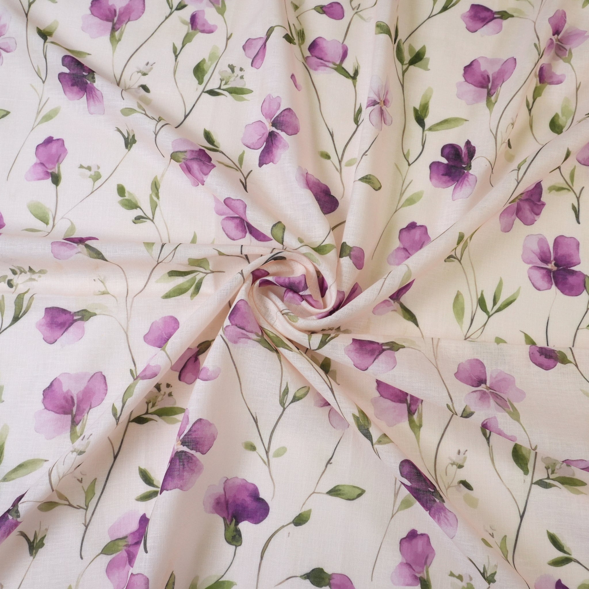 Cream & Violet Cotton Linen