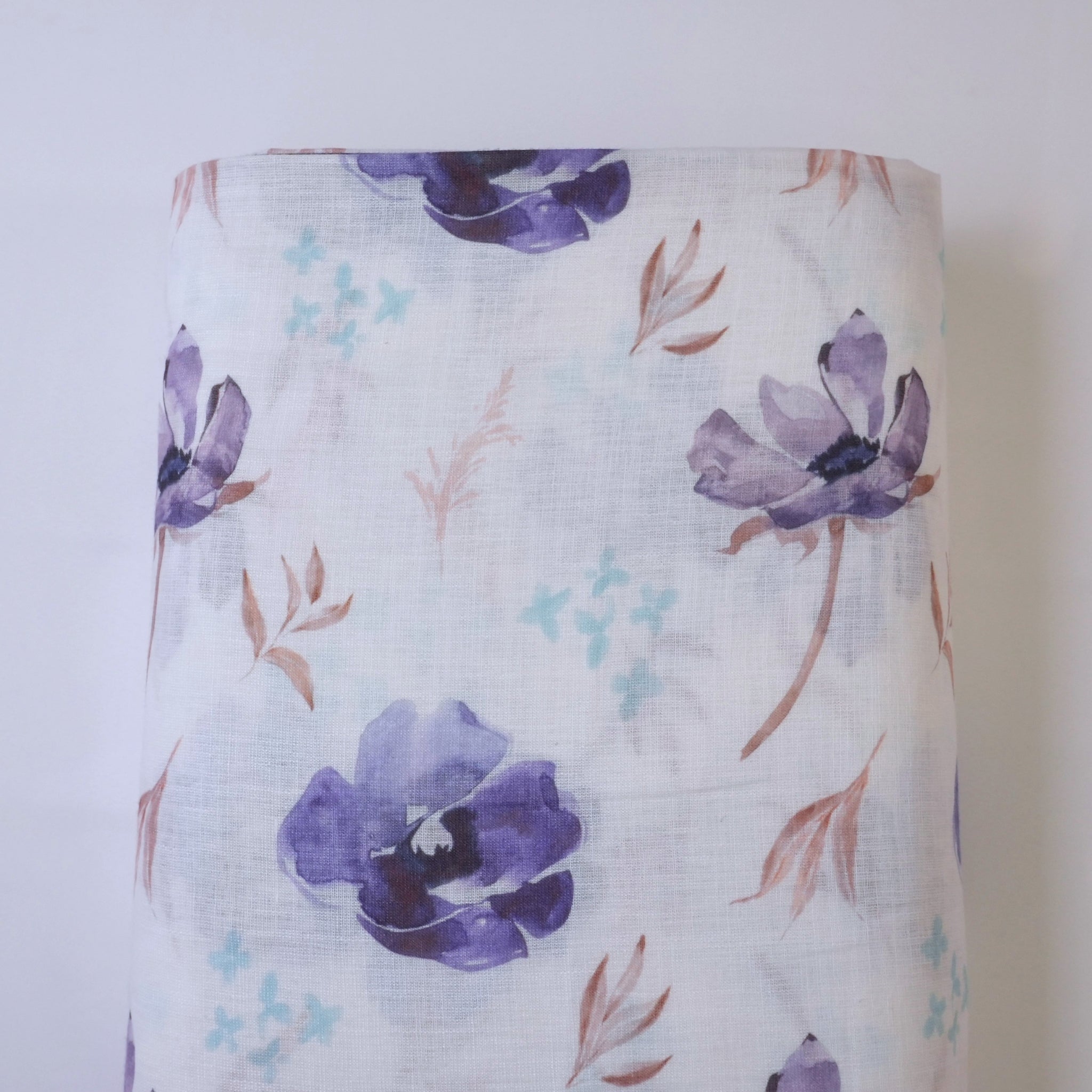White & Violet Cotton Linen