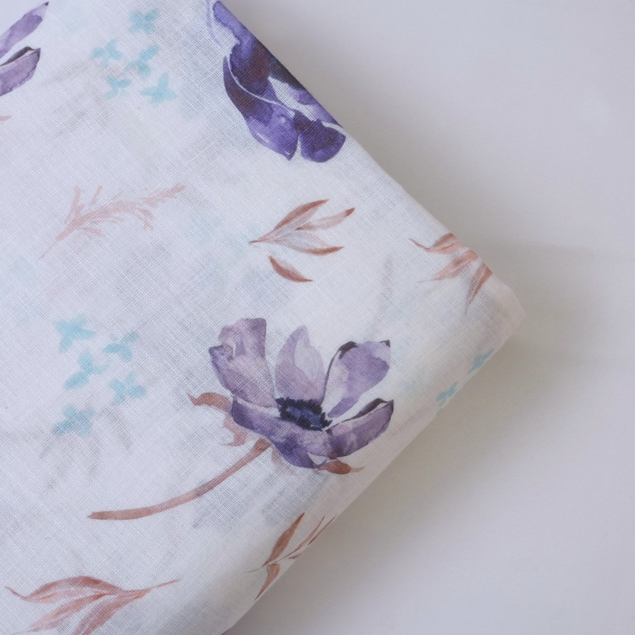 White & Violet Cotton Linen