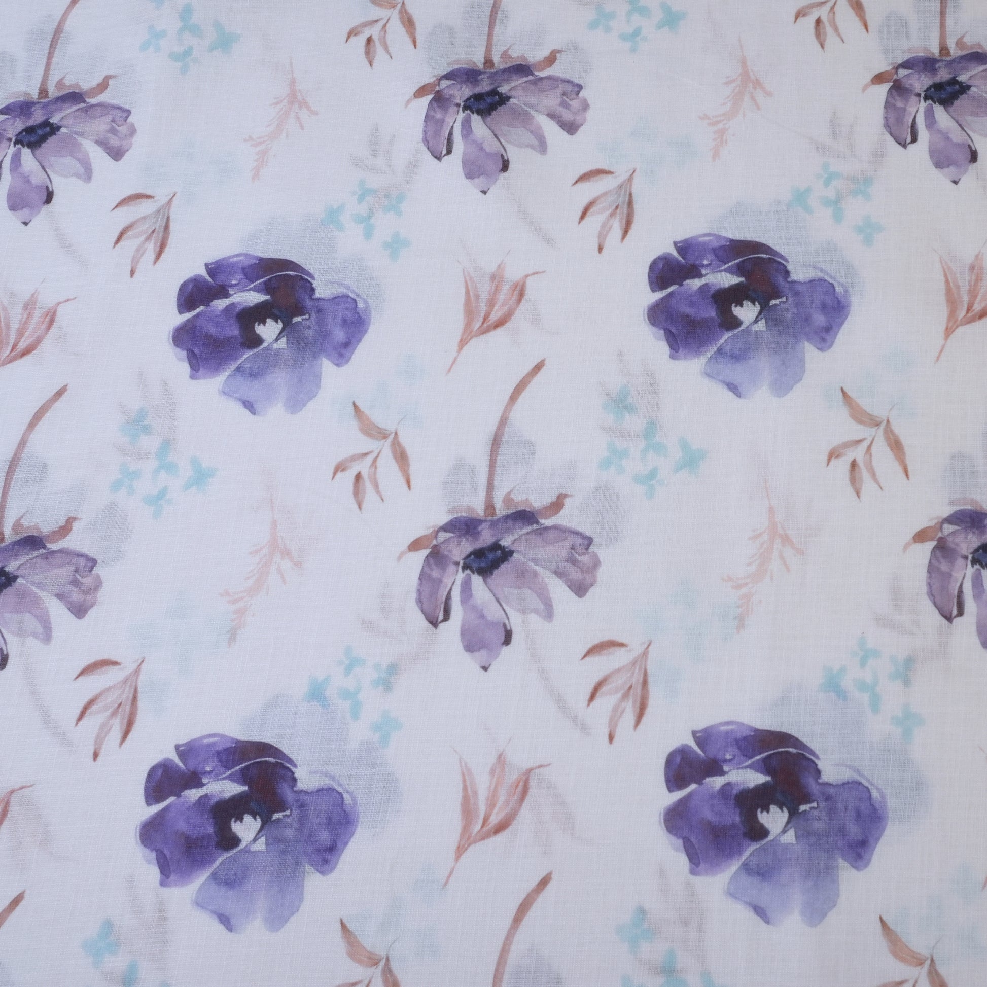 White & Violet Cotton Linen