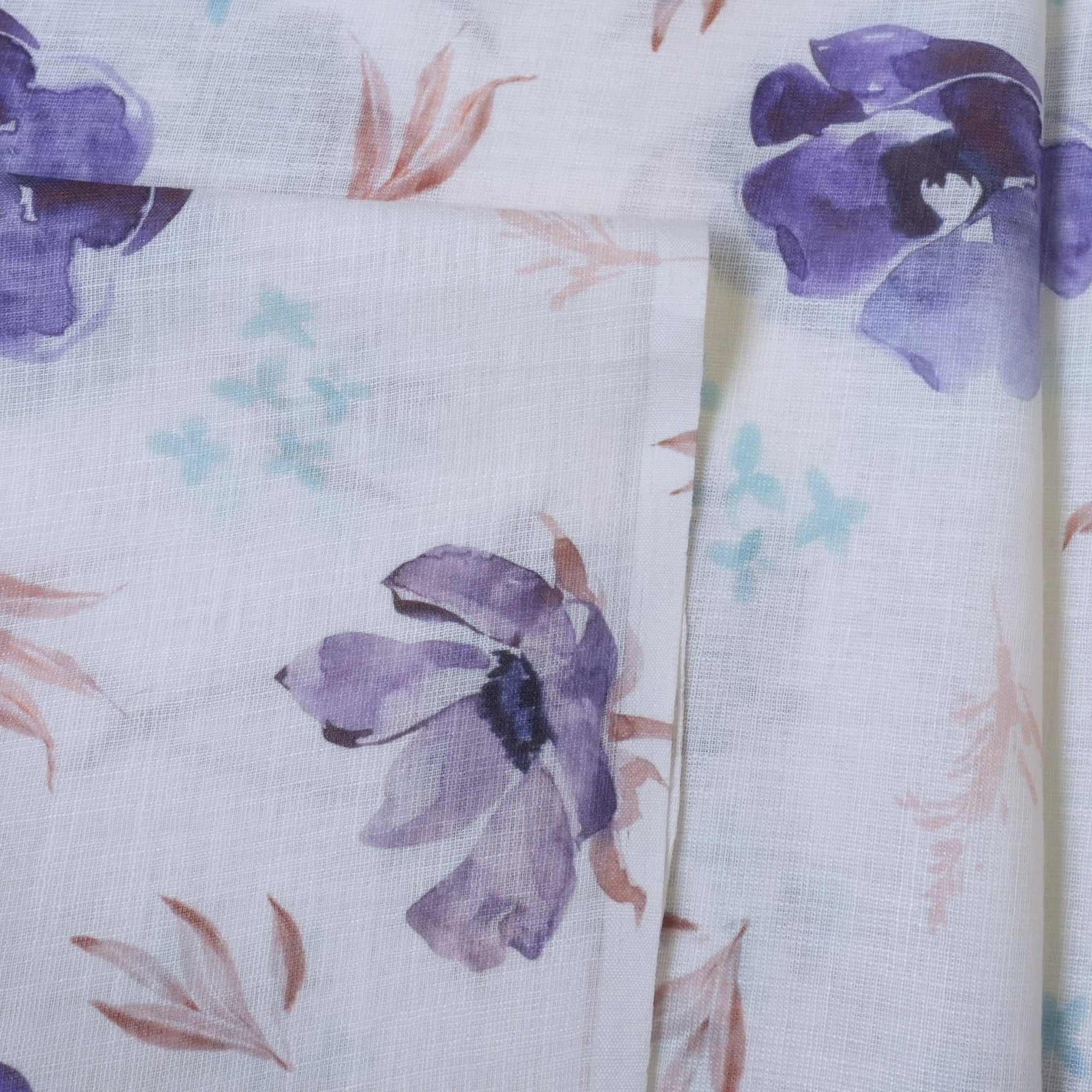 White & Violet Cotton Linen