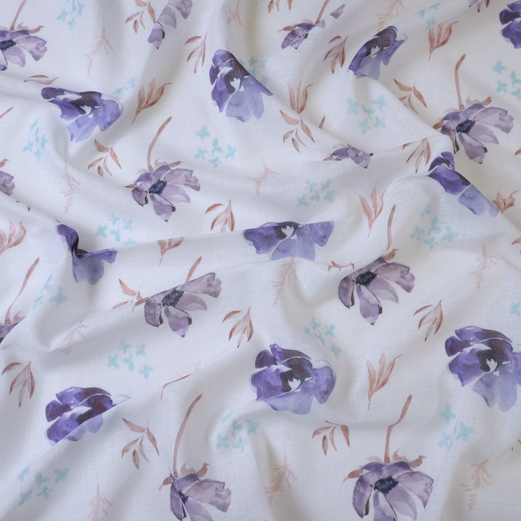 White & Violet Cotton Linen