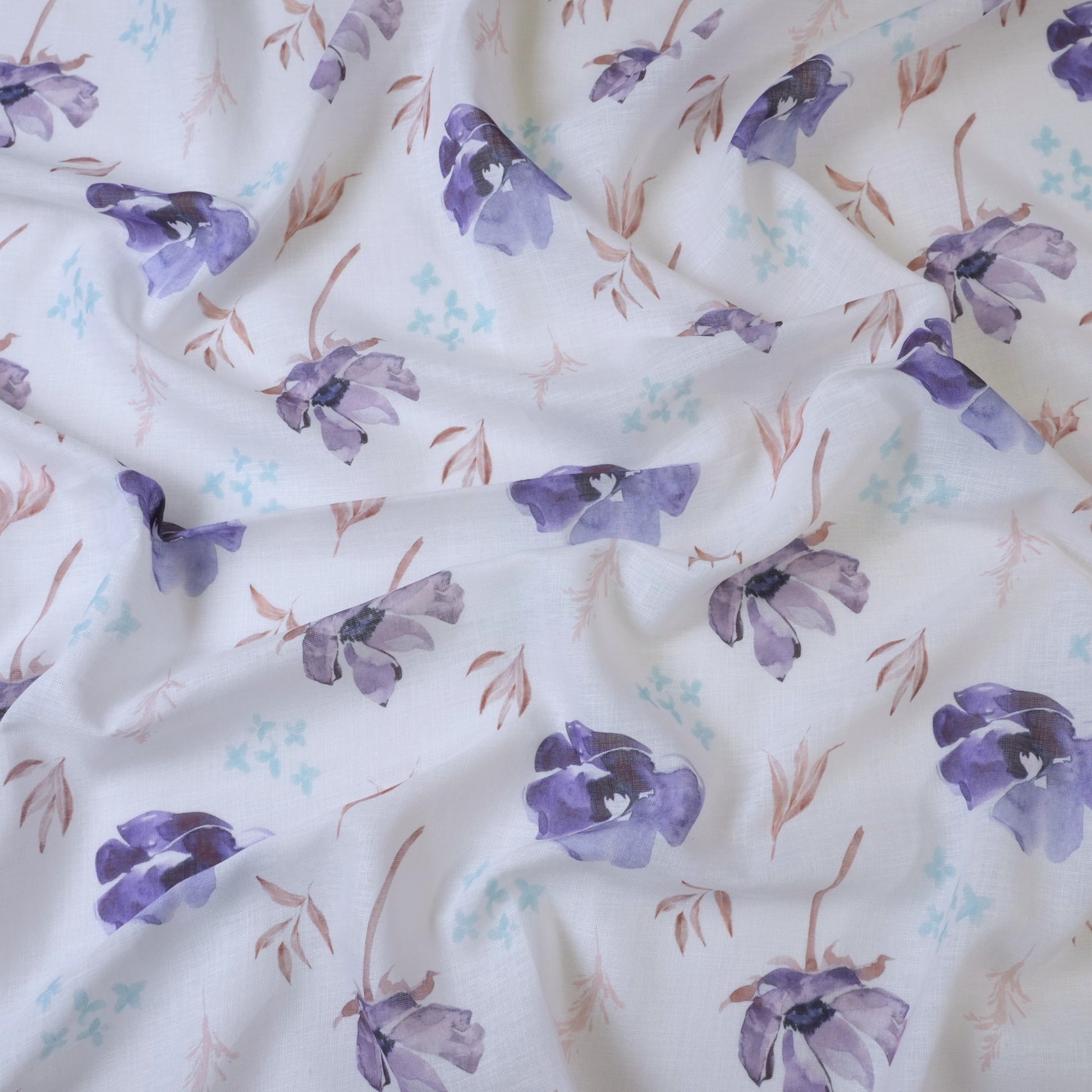 White & Violet Cotton Linen