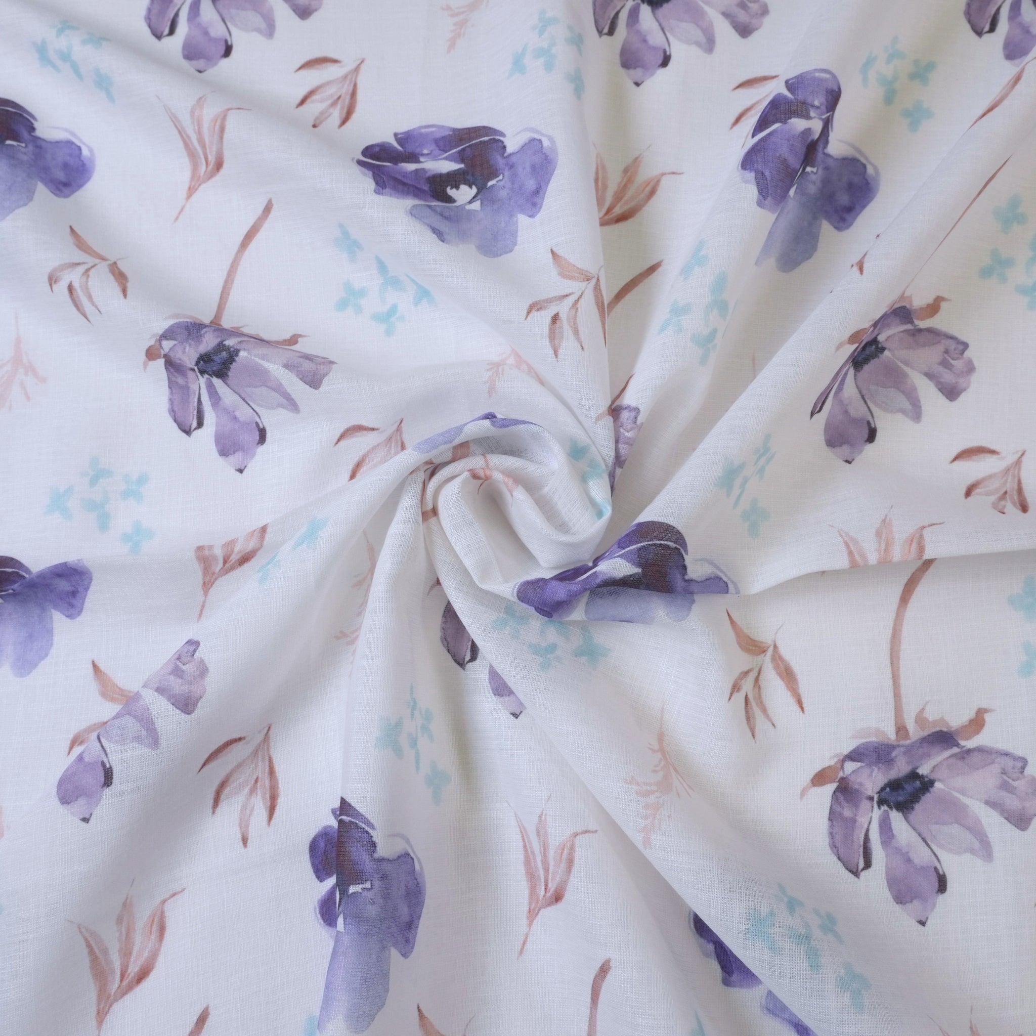 White & Violet Cotton Linen