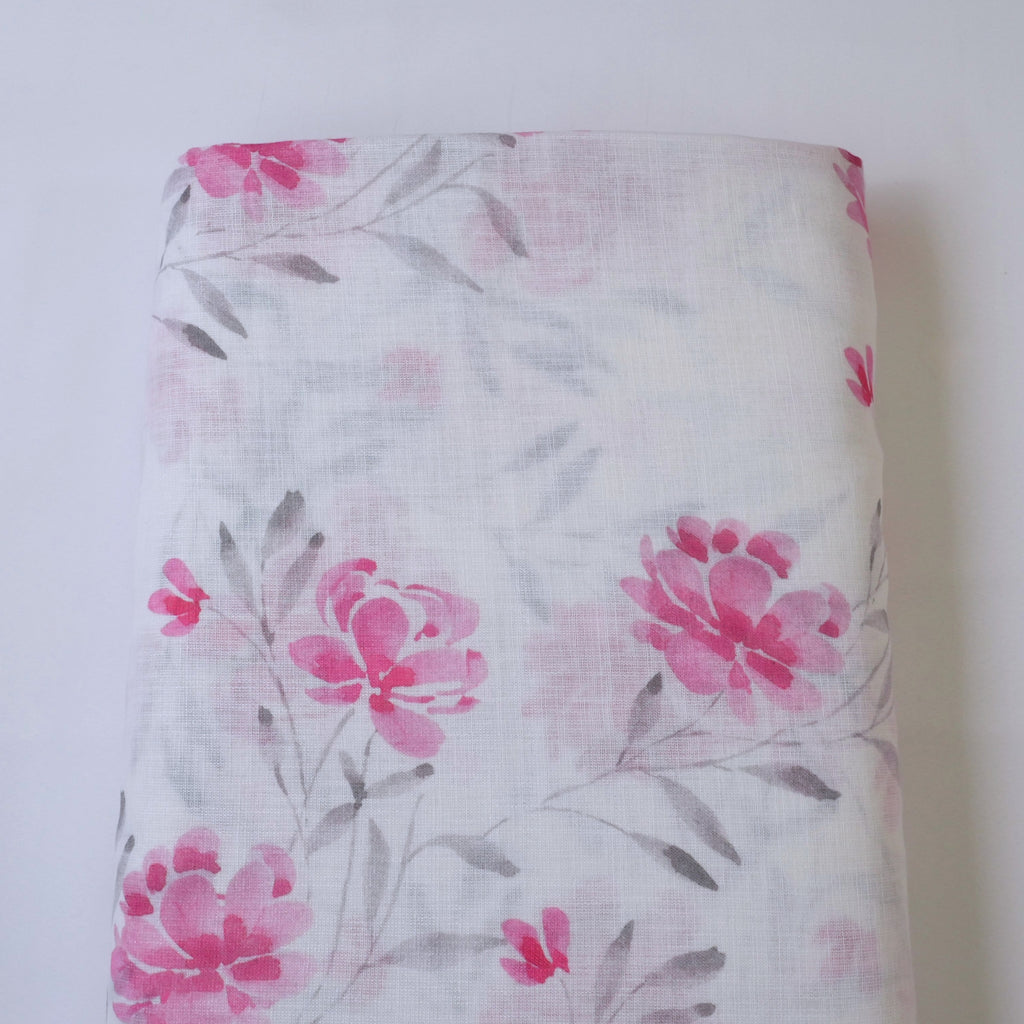 White & Pink Cotton Linen