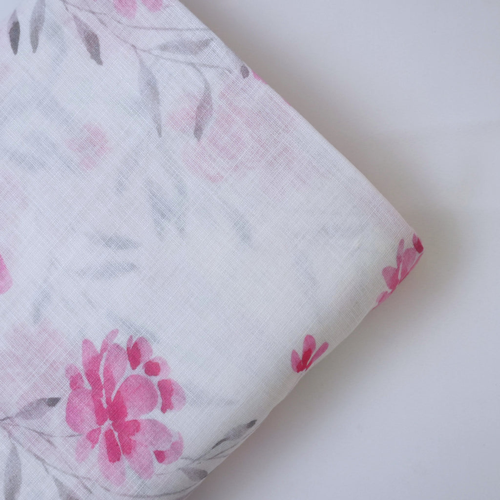 White & Pink Cotton Linen