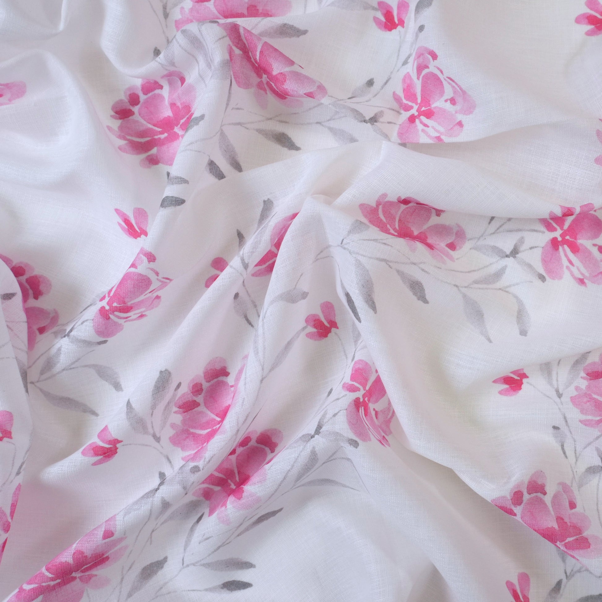 White & Pink Cotton Linen