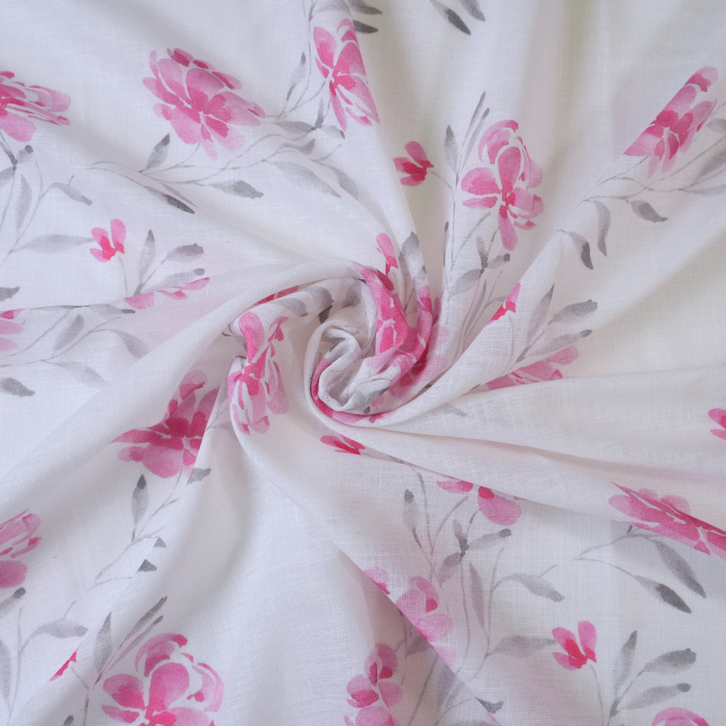 White & Pink Cotton Linen