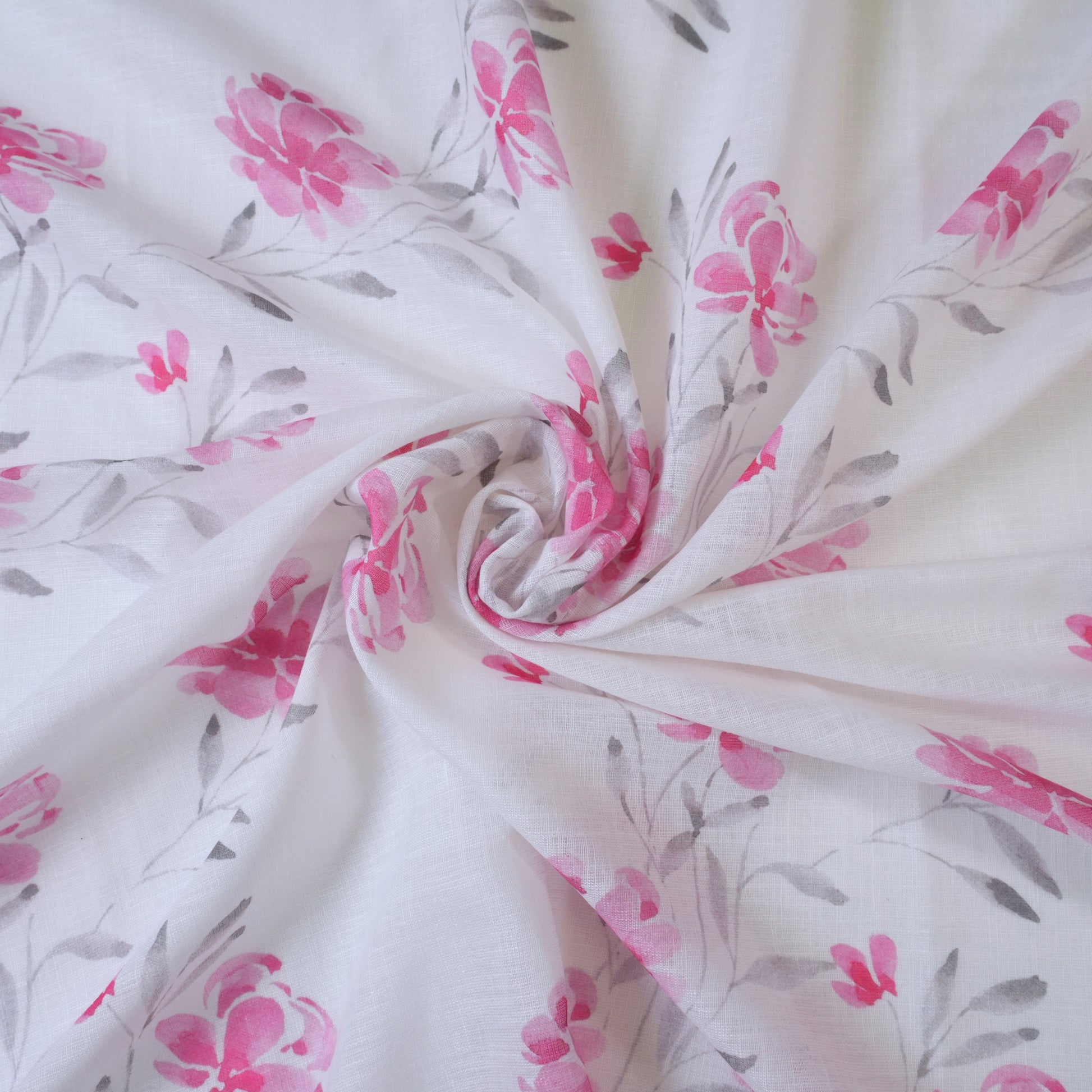 White & Pink Cotton Linen