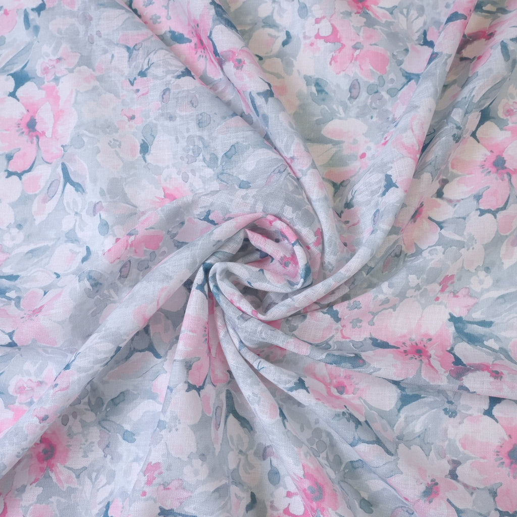 Turkish Blue & Pink Cotton Linen