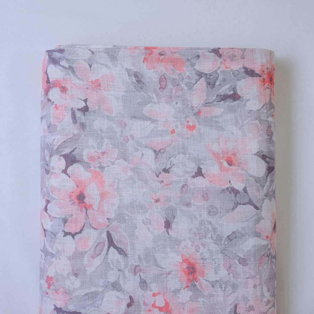 Grey & Peach Cotton Linen