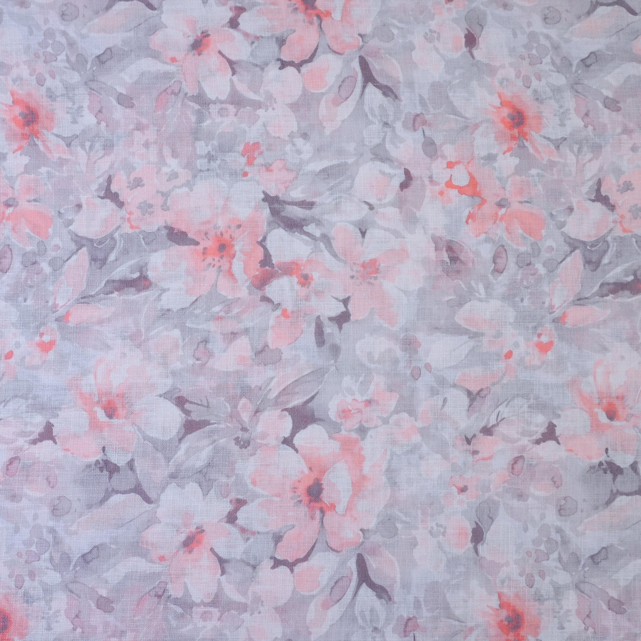Grey & Peach Cotton Linen
