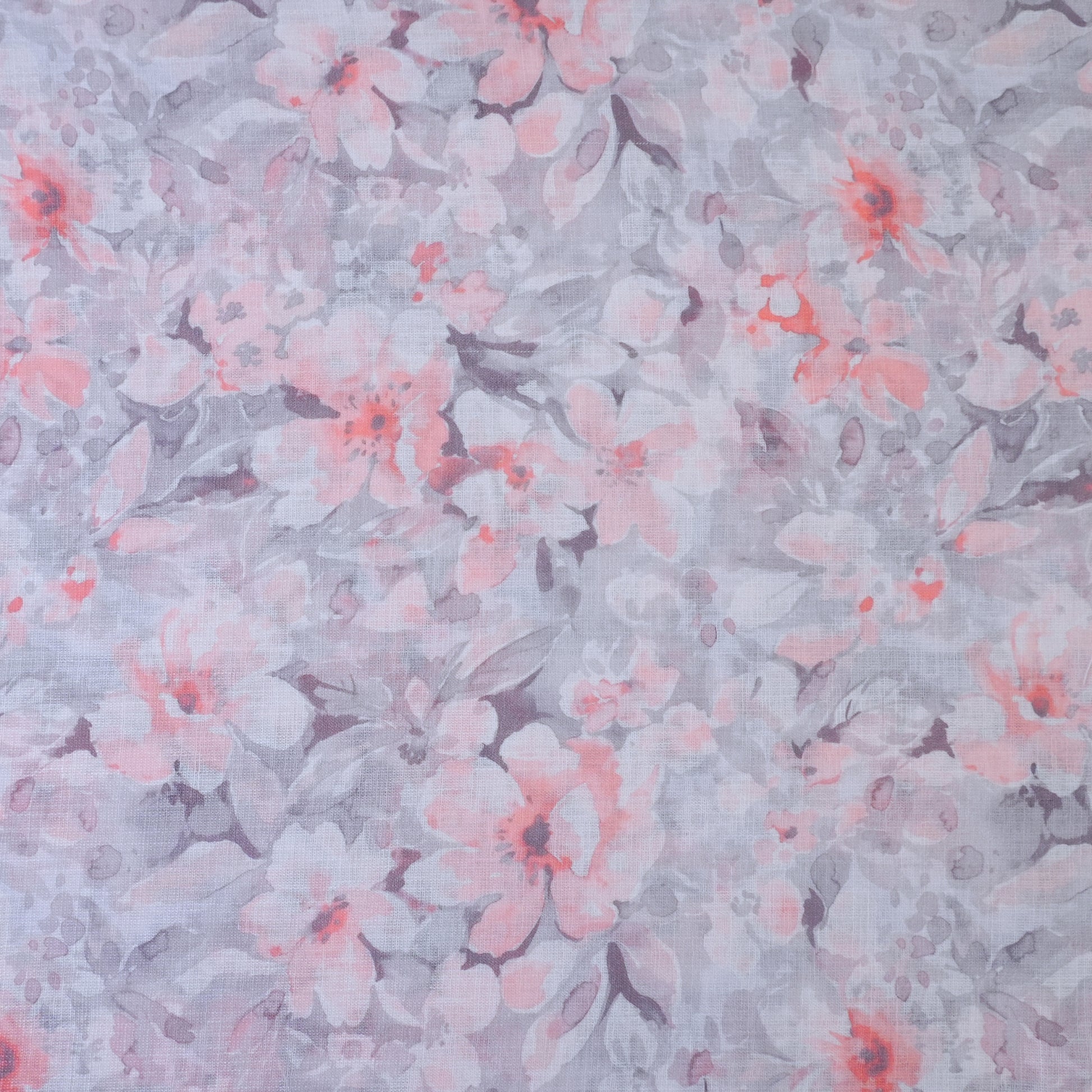 Grey & Peach Cotton Linen