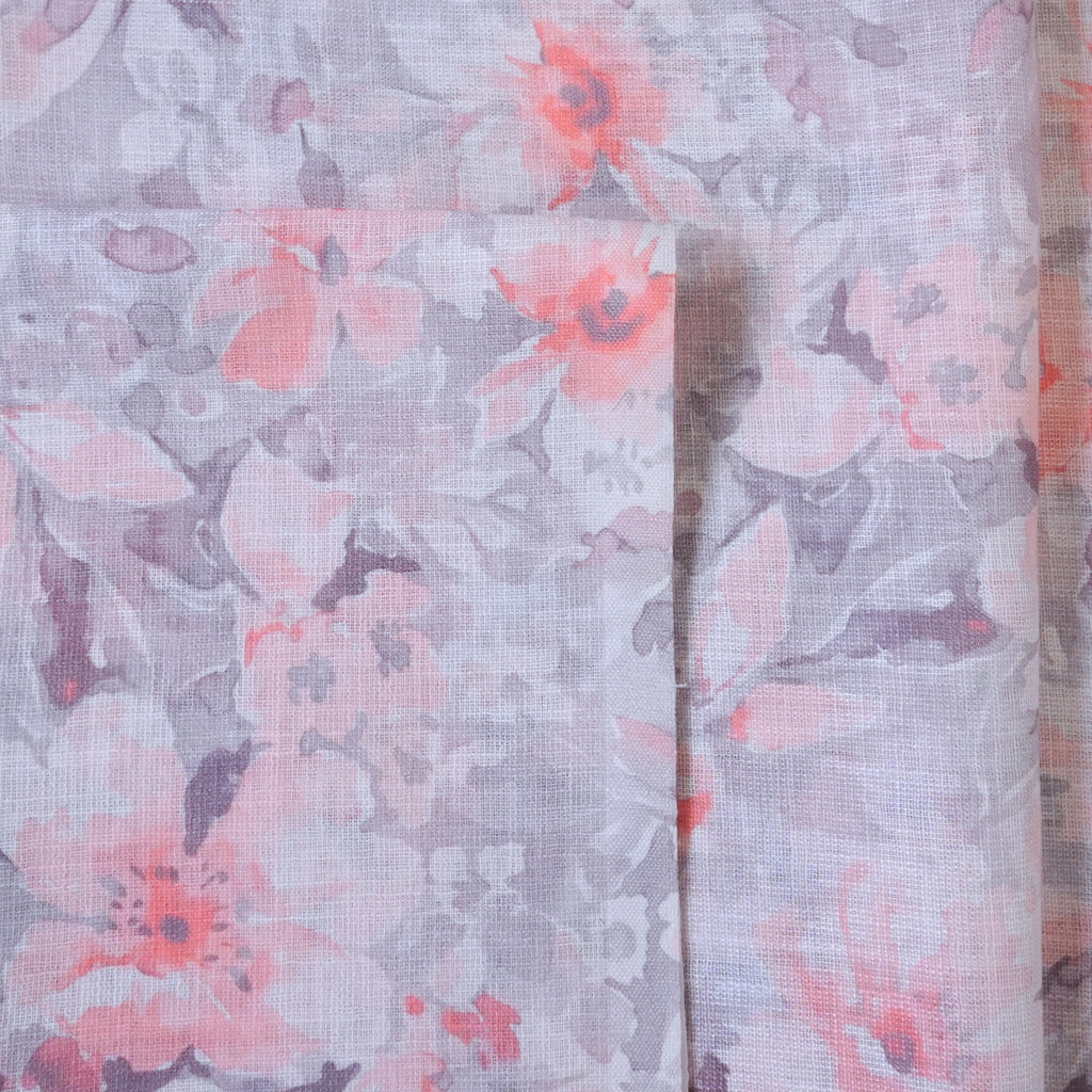 Grey & Peach Cotton Linen