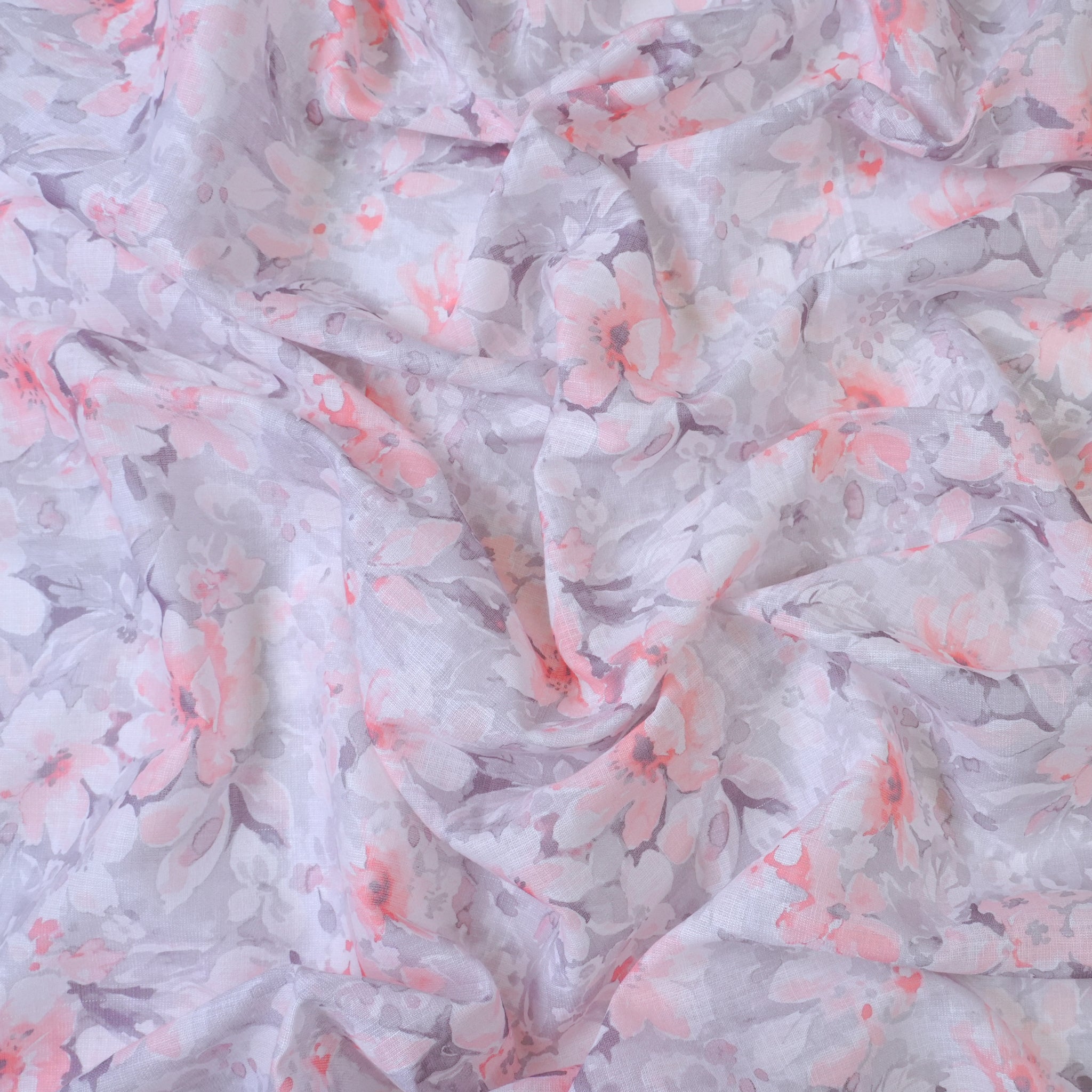 Grey & Peach Cotton Linen