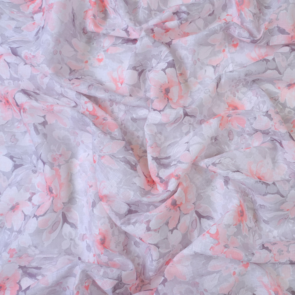 Grey & Peach Cotton Linen