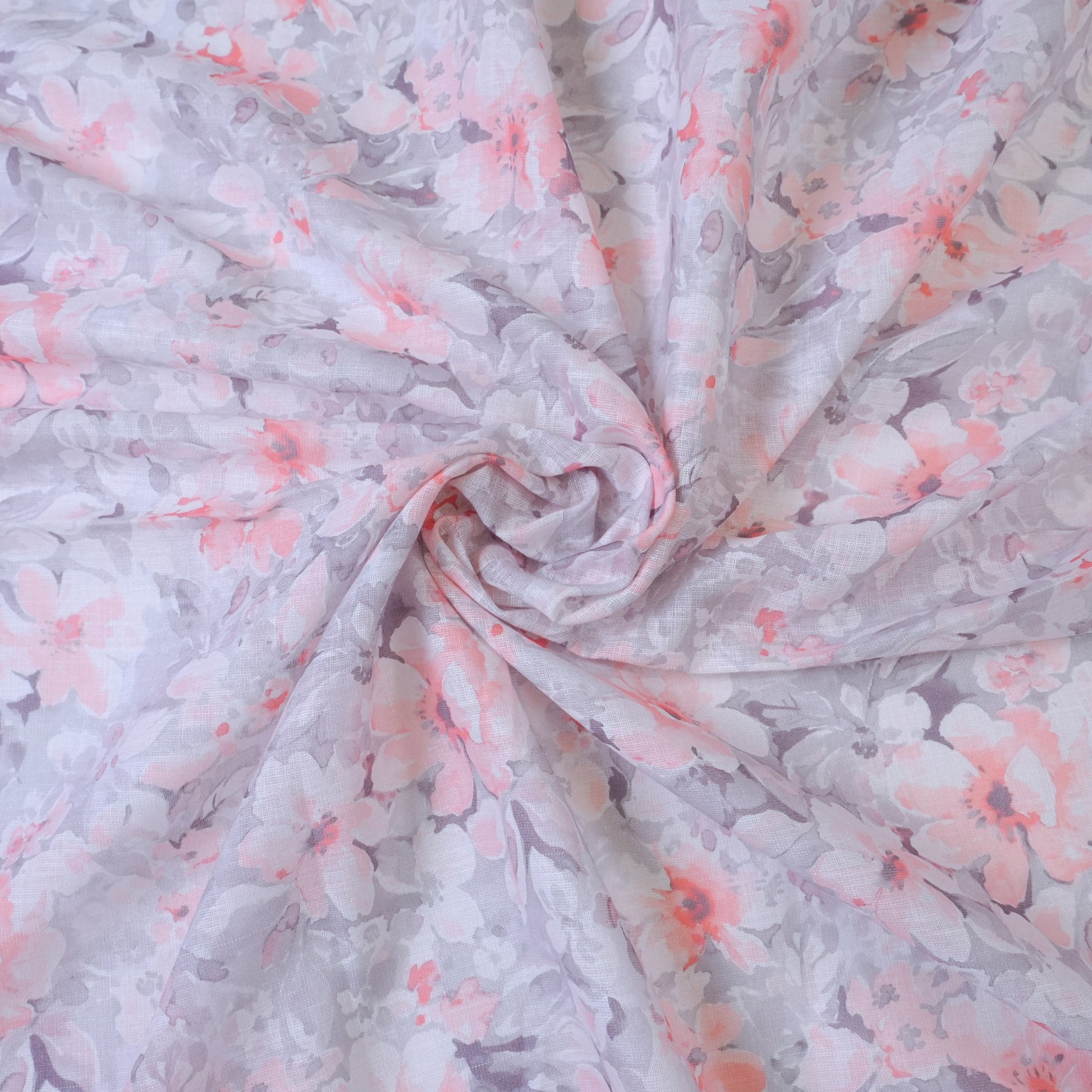 Grey & Peach Cotton Linen