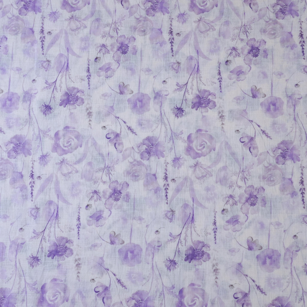 White & Violet Cotton Linen
