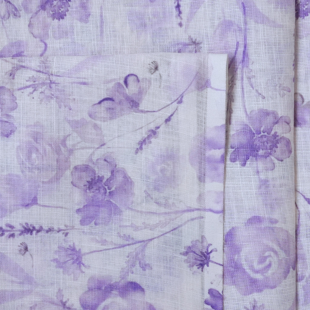 White & Violet Cotton Linen