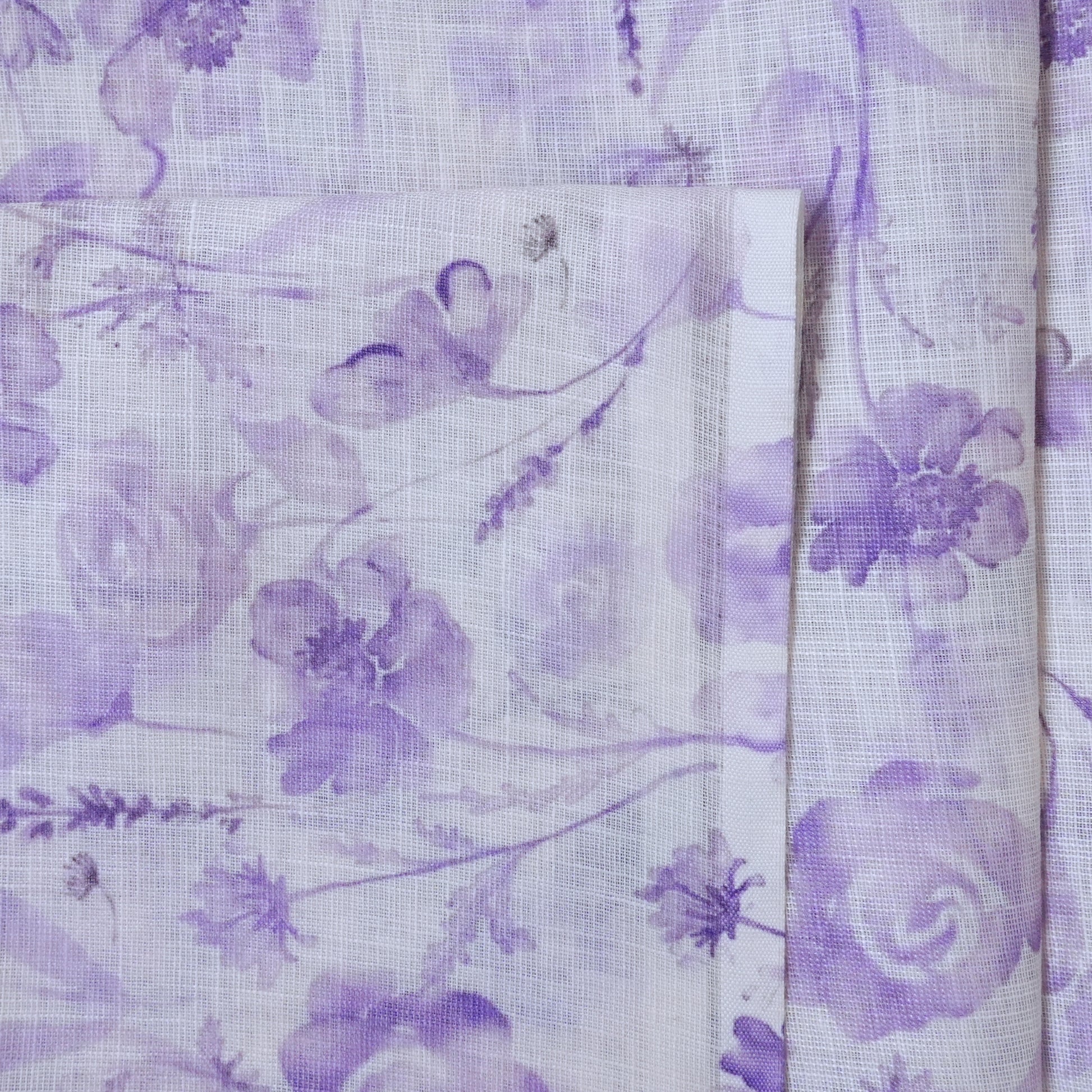 White & Violet Cotton Linen