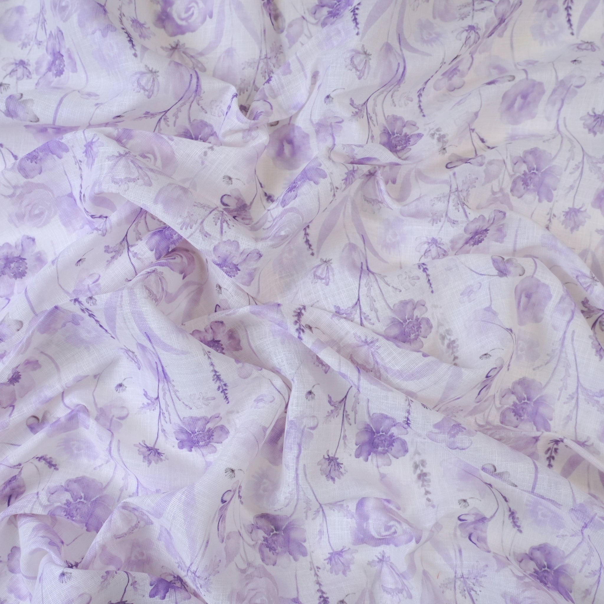 White & Violet Cotton Linen