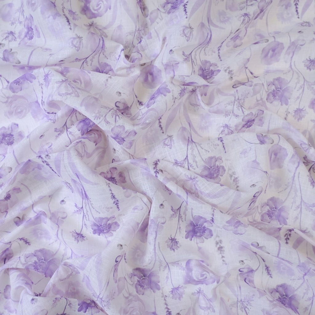 White & Violet Cotton Linen